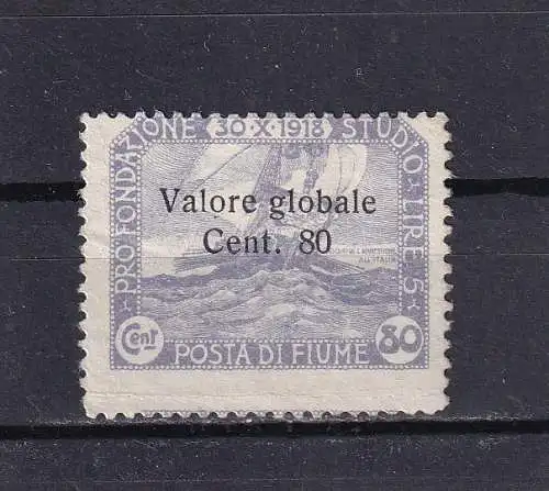 FIUME 1919 Freimarke 80C/ Mi 80II OHNE GUMMI/ (*) 