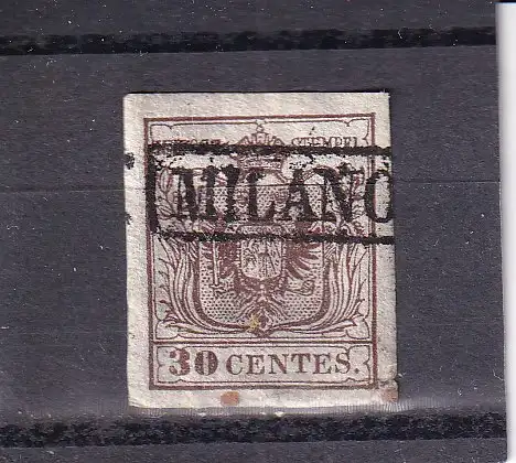 LOMBARDEI UND VENETIEN 30 C/ Mi 3X KASTENSTEMPEL MILANO