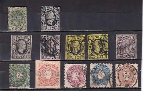 SACHSEN 1851/1863 LOT GESTEMPELTE MARKEN ex Mi 2-18, ansehen