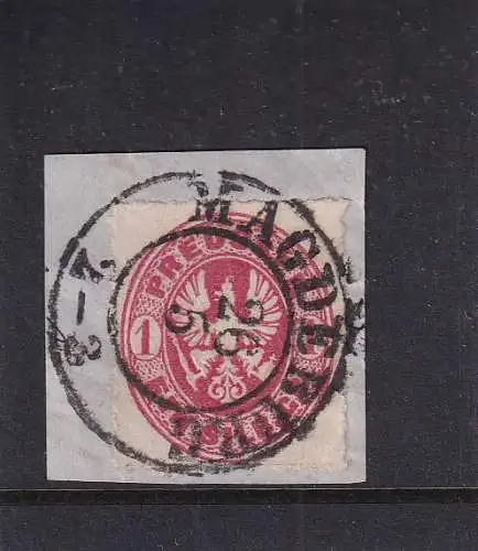 PREUSSEN 1861 1 Sgr./ Mi 16 BRIEFSTÜCK ZWEIKREISSTEMPEL MAGEDEBURG