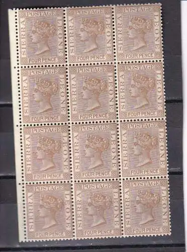 SIERRA LEONE 1883 QV  4d/ SG 33 12er BLOCK postfrisch/ **