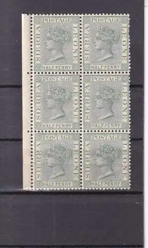 SIERRA LEONE 1884 QV  1/2d/ SG 27 SECHSERBLOCK postfrisch/ **