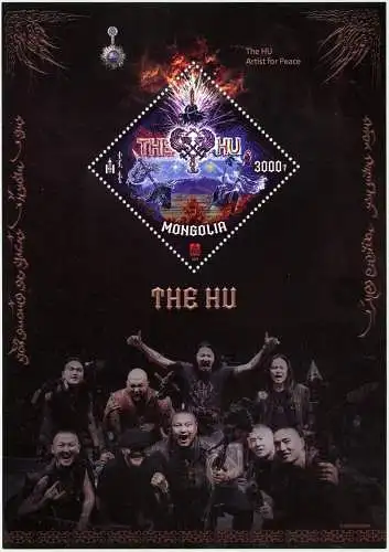 Mongolei 2023 The Hu Musiker Künstler für den Frieden Folk Rock Block MNH