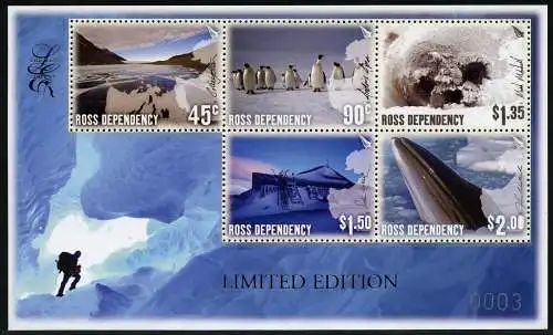 Ross Gebiet 2005 Landschaften Wal Pinguine Antarktis Limited Edition Block 1 MNH