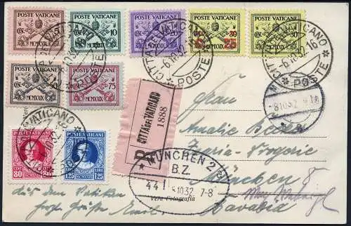 Vatikan 1932 Reko-Ansichtskarte Engelsburg MiF München Bahnpost / 886