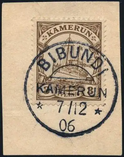 Kamerun 1906 Michel 7 ° Bibundi 7/12/06 Briefstück Luxus / 15