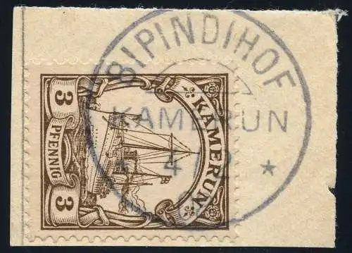 Kamerun 1908 Michel 7 ° Bipindihof 4/3/08 Briefstück Luxus / 16