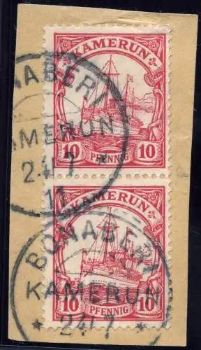 Kamerun 1911 Michel 22 Paar ° Bonaberi 24/7/11 Briefstück / 21