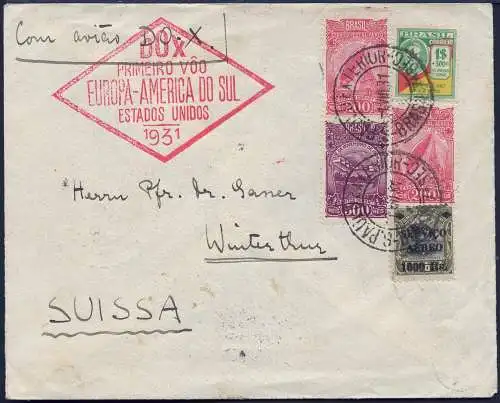 DO-X 1931 Brasilien Sao Paulo Condor Winterthur Schweiz Brief Harms 44 DOX/ 1029