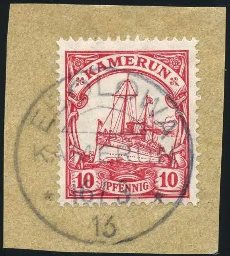 Kamerun 1913 Michel 22 °  Ebolowa 16/8/13 Briefstück Luxus Geprüft Mansfeld / 32