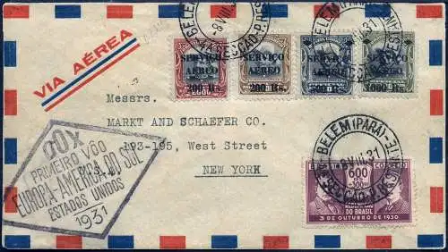 DO-X 1931 Brasilien Belem/Para 8.VIII.31 New York Brief Harms 47 DOX / 1031