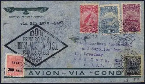 DO-X 1931 Brasilien Para 13.VIII.31 New York Brief Harms 47 DOX / 1032
