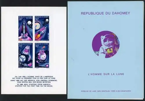 Space Raumfahrt 1970 Dahomey Mondlandung Block 17 Deluxe Folder MNH/1072
