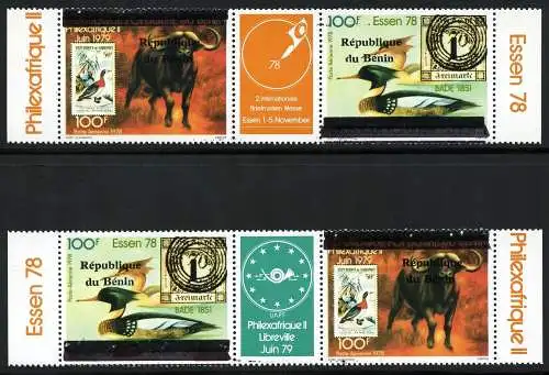 Benin 1997-2000 Vögel Mittelsäger Kaffernbüffel Aufdrucke 1117-1118 MNH / 780