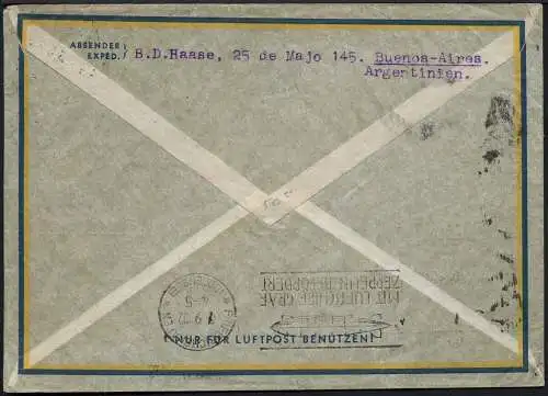 Zeppelin 1932 Argentinien 5. SAF Brief Buenos Aires Karlsruhe 173 B / 2033