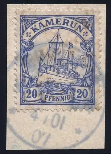 Kamerun 1907 Michel 10 °  Ebolwoa Schwarzblau 4/1/07 Briefstück / 35