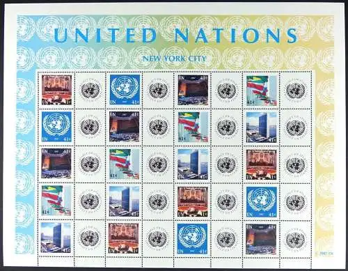 UNO New York 2007 Grußmarken Bogen Flaggen Gebäude Architektur 1057-1061 MNH