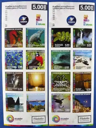 Ecuador 2015 Schlangen Vögel Robben Vögel Pinguine Wasserfall Markenhefte MNH