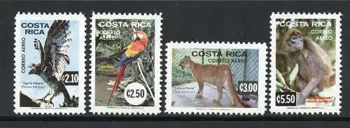 Costa Rica 1980 Tiere Harpyie Ara Puma Klammeraffe Animals 1099-1102 MNH