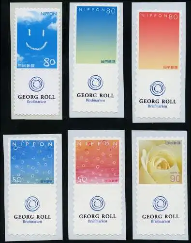 Japan 2004 Grußmarken P-Stamps mit Zierfeldern 3609-3611 + 3629-3631 MNH
