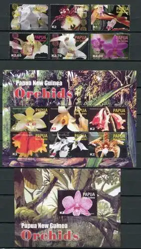 Papua Neuguinea 2004 Orchideen Orchids Blumen Flowers Blüte 1058-69 Block 29 MNH