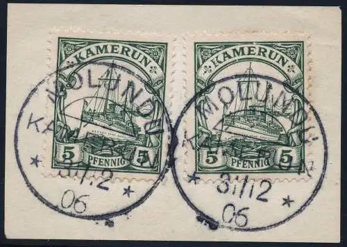 Kamerun 1906 Michel 21 ° Molundu 31/12/06 Briefstück Luxus Dr. Steuer VÖB / 69