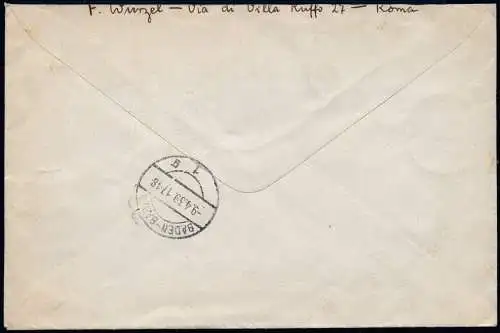 Vatikan 1939 Reko-Brief Christliche Archäologie 67-72 Baden-Baden / 897