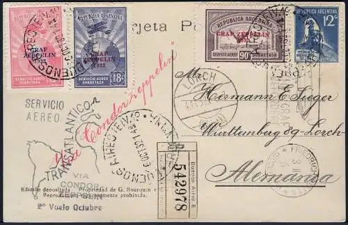 Zeppelin 1932 Argentinien 9. SAF Ansichtskarte Buenos Aires Lorch Si 197 / 2049