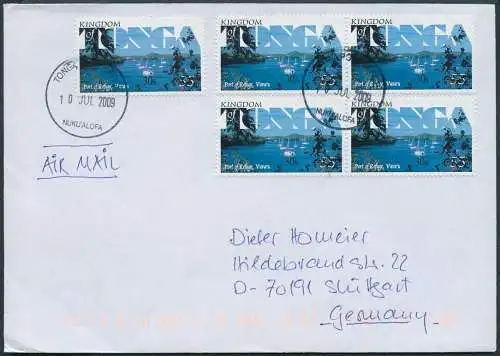 Tonga 2008 Dauer Michel 1727 x5 Aufdrucke 30s Luftpost Brief Deutschland/ 721