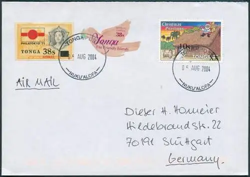 Tonga 2004 Dauer Michel 1694 Aufdruck 10s Weihnachten Luftpost Deutschland / 680