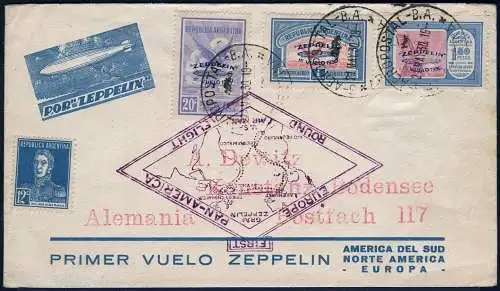 Zeppelin 1930 Argentinien SAF 1,80 Pesos Blau Konstanz Deutschland Si 63 C/ 1999