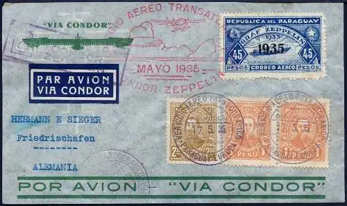 Zeppelin 1935 Paraguay 4. SAF Reko-Brief Asuncion Deutschland Si 301 / 2360