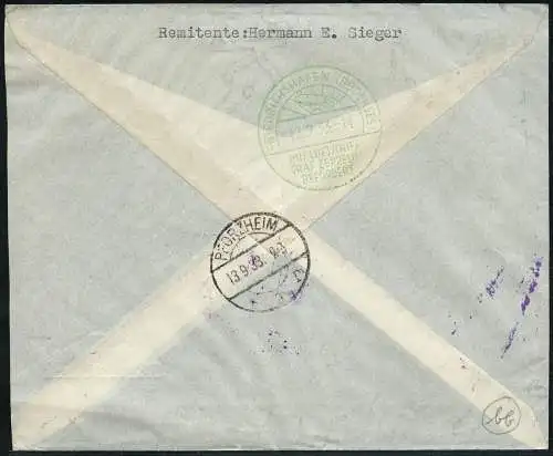 Zeppelin Paraguay 1933 6. SAF MiF Reko-Brief Pforzheim Deutschland Si 231 / 1429