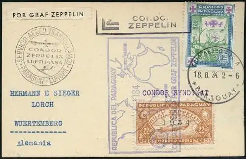 Zeppelin Paraguay 1934 6. SAF Postkarte Asuncion Deutschland Si 270 / 1435