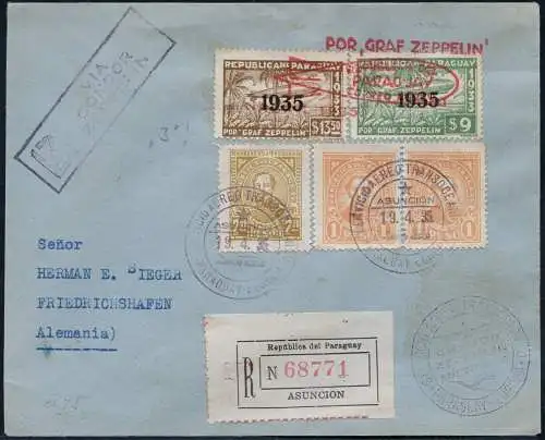 Zeppelin Paraguay 1935 2. SAF Reko-Brief MiF Asuncion Deutschland Si 295 / 1441