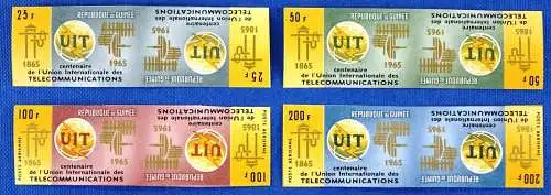 Space Raumfahrt 1965 Guinea UIT ITU Fernmeldeunion 298-301 B Kehrdrucke MNH/1107