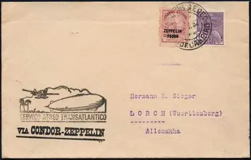 Zeppelin Brasilien 1932 4. SAF Brief Rio Deutschland Si 158 B / 1976
