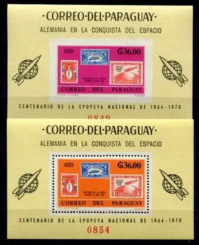 Paraguay 1966 Space Raumfahrt Deutschland Oberth Block 83-84 Postfrisch MNH
