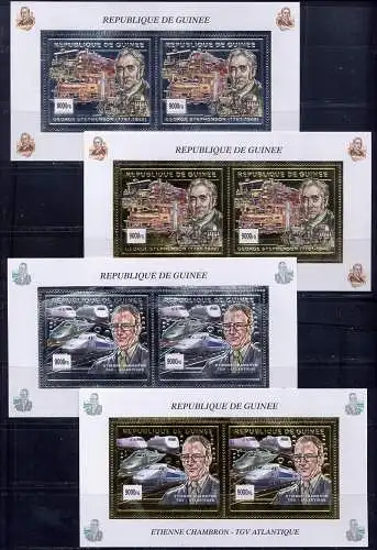 Guinea 2002 Eisenbahn Trains Railways Stephenson TGV Silber Gold 3872-3875 MNH