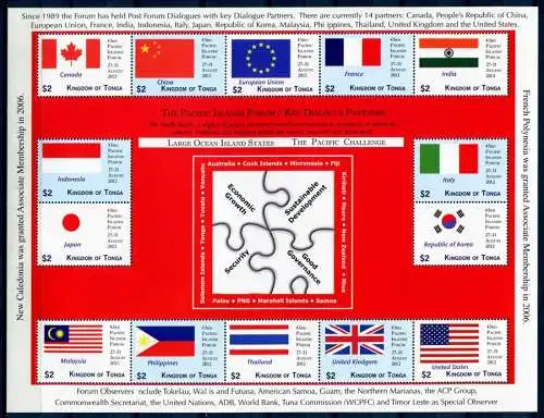 Tonga 2012 Flaggen Flags Pazifik Forum Politik Politics ZD-Bögen Postfrisch MNH
