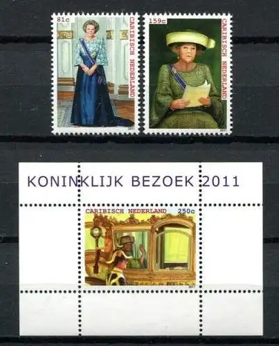 Karibische Niederlande 2011 Königlicher Besuch Royal Visit 16-17 + Block 1 MNH