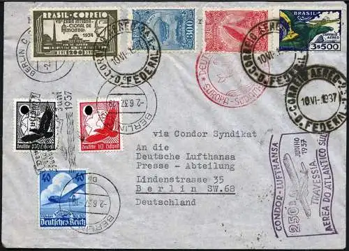 Katapult Brasilien Dt Reich 1937 250.Atlantikflug Hin- und Rückflug Catapult/207