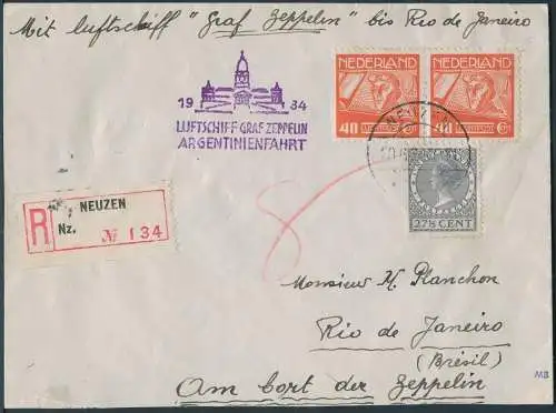 Zeppelin 1934 Niederlande 3. SAF Argentinienfahrt Reko Neuzen Rio Si 254 /2068