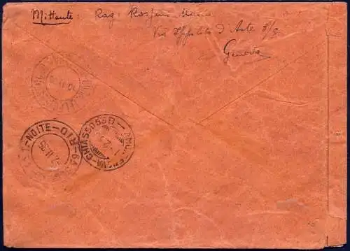 Katapult 1935 Italien Reko-Brief 1 Jahr Postflug Genua Uberaba Catapult 356/ 983