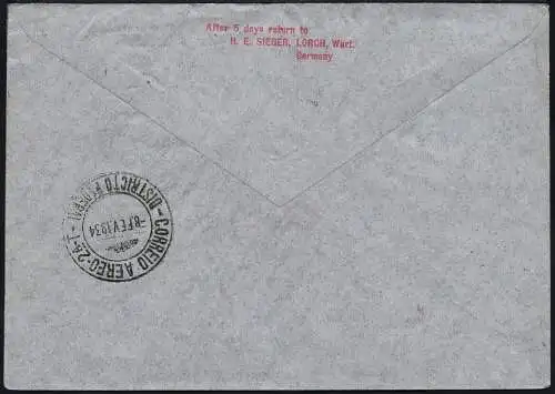 Katapult Dt. Reich 1934 Erstflug-Vordruckbrief Berlin - Rio Catapult / 282