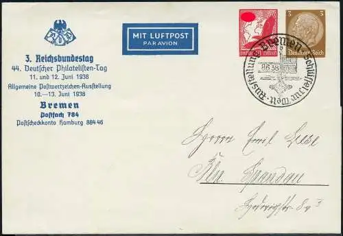  Dt. Reich 1938 Luftpost-Privatstreifband PS22 / LPS 54 nach Spandau gelaufen/69