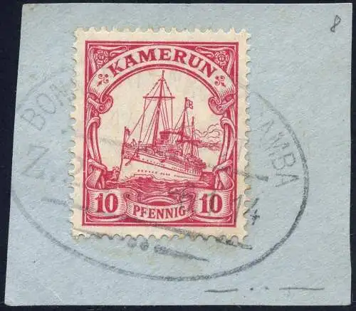 Kamerun 1914 Michel 22 ° Bahnpost Bonaberi 6/1/14 Zug 2 Type 2 Briefstück / 93