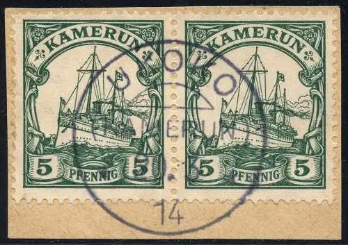 Kamerun 1914 Michel 21 ° Ukoko 20/3/14 Kabinett Briefstück Eibenstein BPP / 96