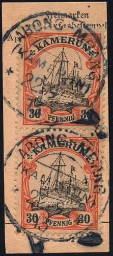 Kamerun 1913 Michel 12 ° Abong-Mbang 22/9/13 Luxus Postanweisungsabschnitt / 98