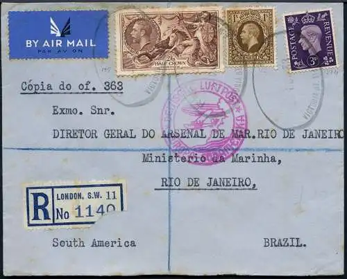Katapult Grossbritannien 1938 Reko-Brief London Rio de Janeiro Catapult / 481